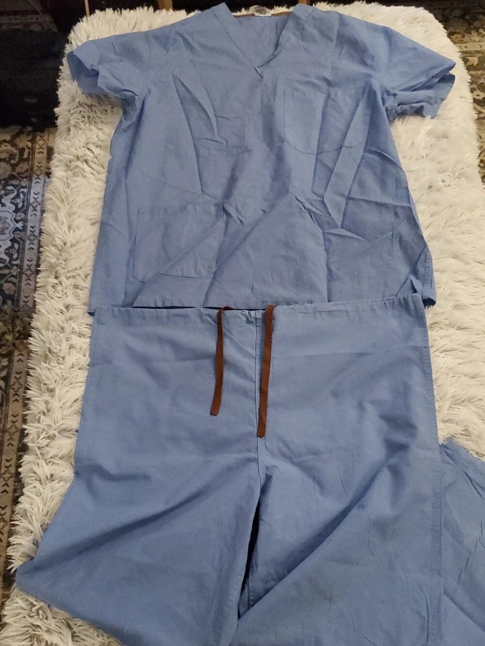 Medline AngelStat Blue Relaxed Fit Scrub Set Top & Pants Size Medium